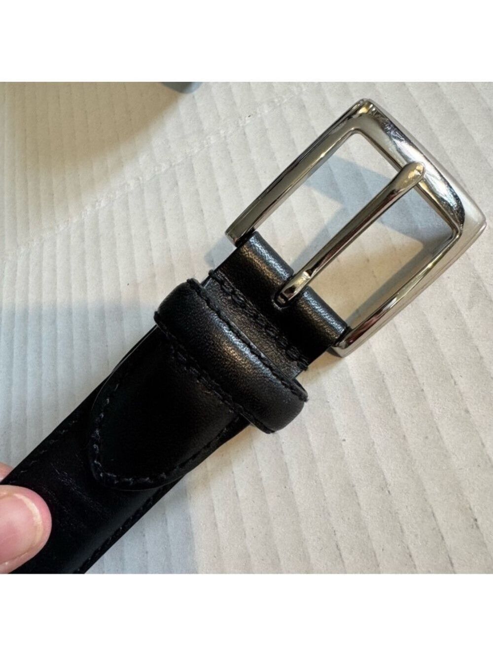 Polo Ralph Lauren Black Leather Belt with Silver Buckle 36 Vintage